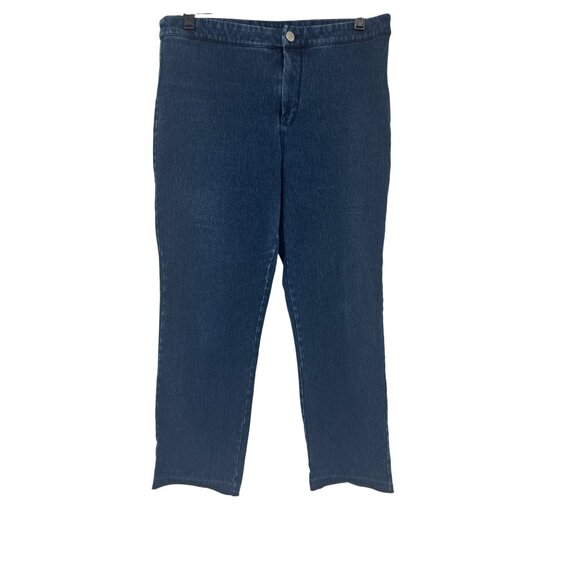 Lysse Womens Blue Denim Stretch Cropped jeggings jeans released hem  size large - Picture 1 of 4